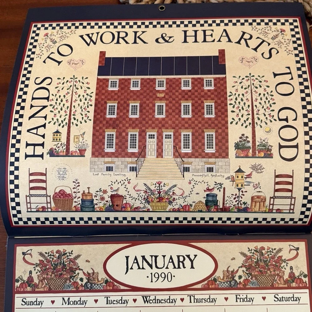1990 Country Sampler Calendar – 12x12‎ – Folk Art Cottagecore Grannycore